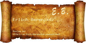 Erlich Bereniké névjegykártya